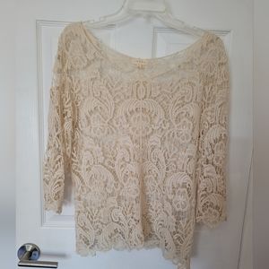 Ivory Lace Top Size L 100% Cotton